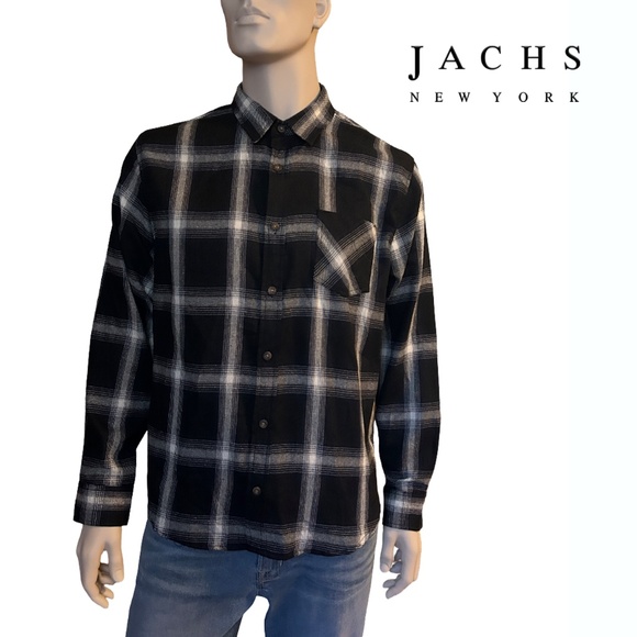 Jachs New York Shirt Recycled Flannel Plaid Tartan Cotton Blend Save the World - Picture 1 of 13